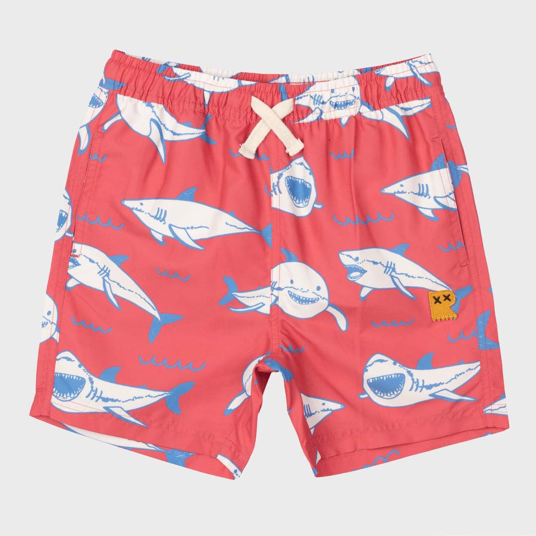 HAPPY SHARKS BOARDSHORTS | RED/CREAM