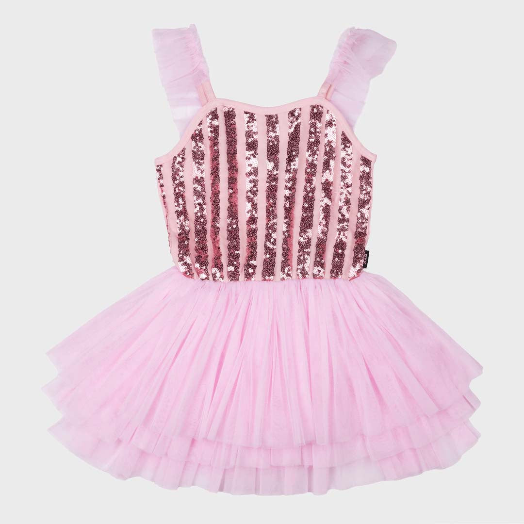 SEQUIN TULLE LEOTARD DRESS | PINK STRIPE