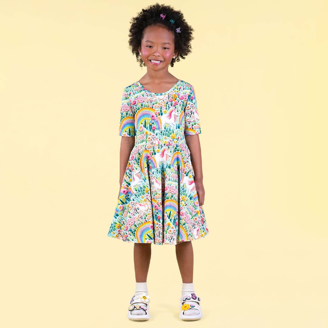 UNICORNS MABEL WAISTED DRESS | BLUE