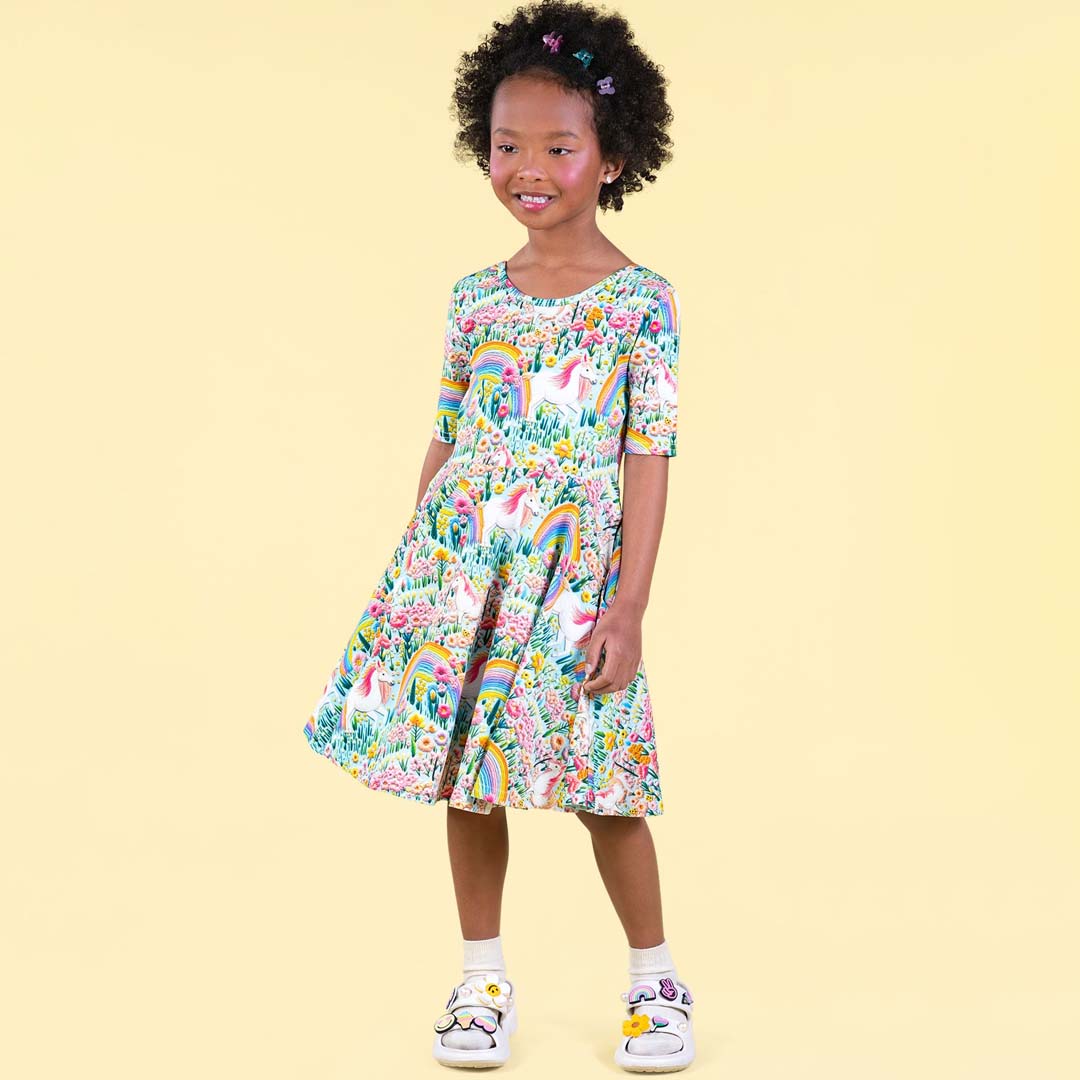 UNICORNS MABEL WAISTED DRESS | BLUE