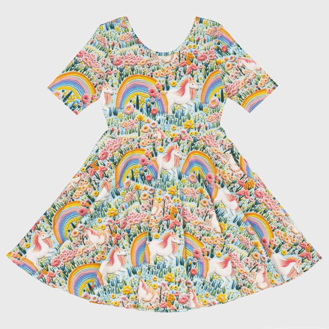 UNICORNS MABEL WAISTED DRESS | BLUE