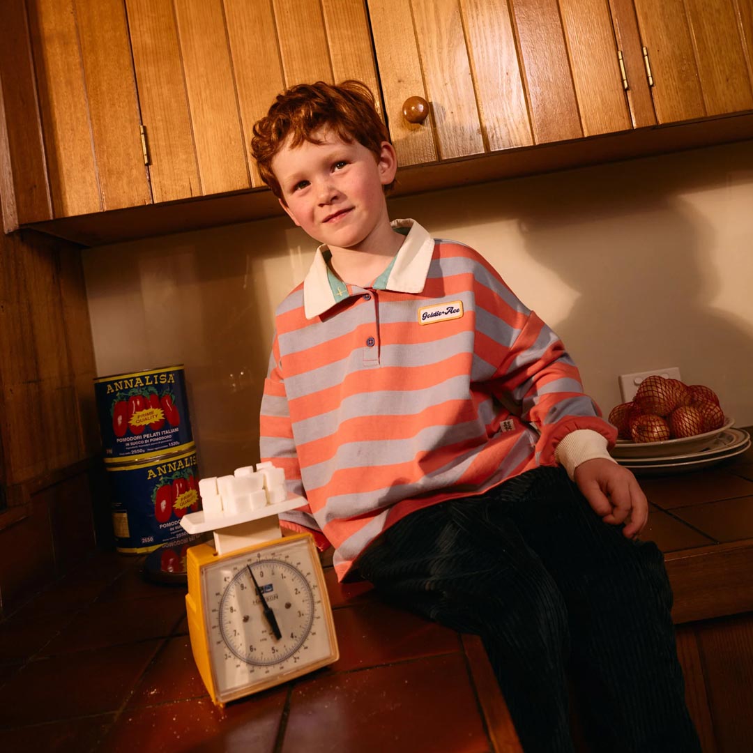 Rugby Stripe Terry Sweat Top | Orange