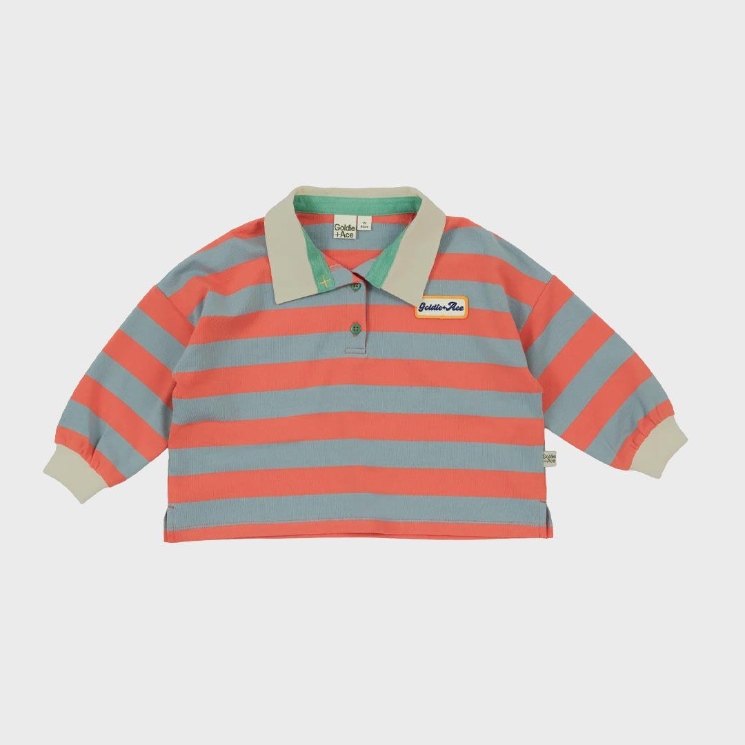 Rugby Stripe Terry Sweat Top | Orange