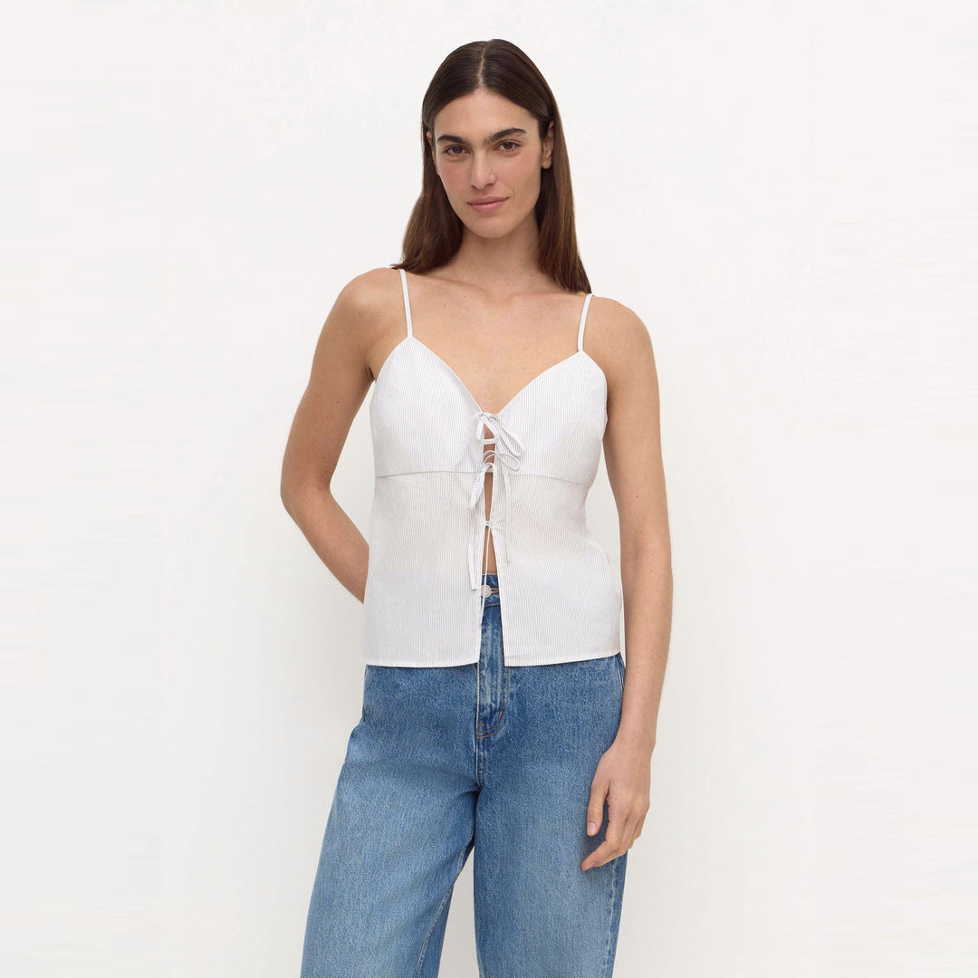Assembly Label Ruth Cotton Tie Top in Blue Stripe