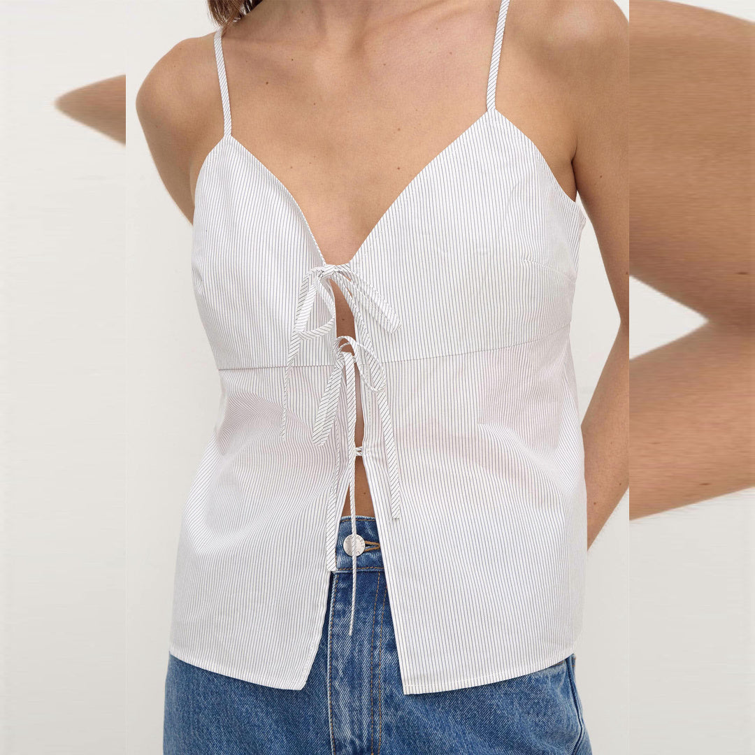 Assembly Label Ruth Cotton Tie Top in Blue Stripe