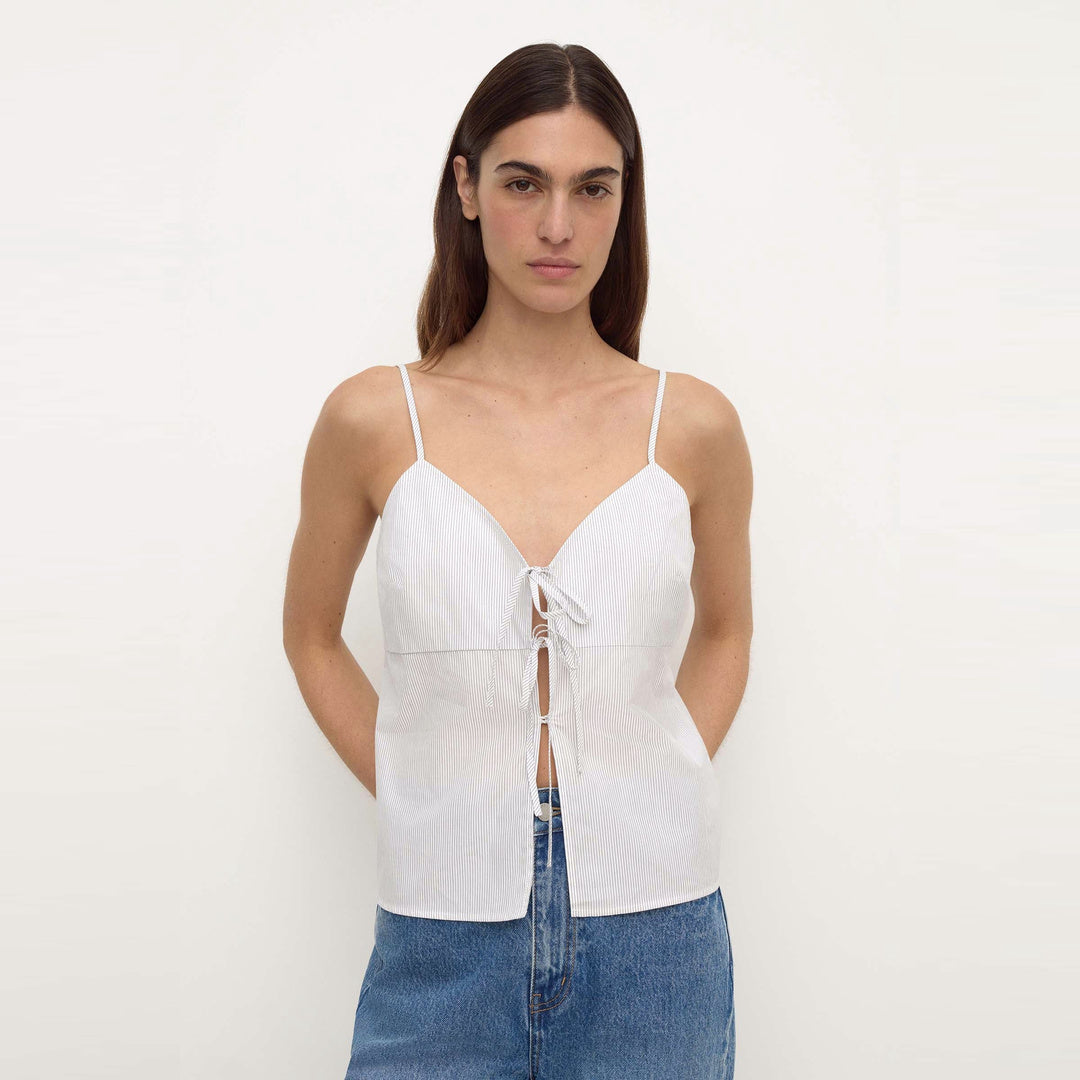 Assembly Label Ruth Cotton Tie Top in Blue Stripe