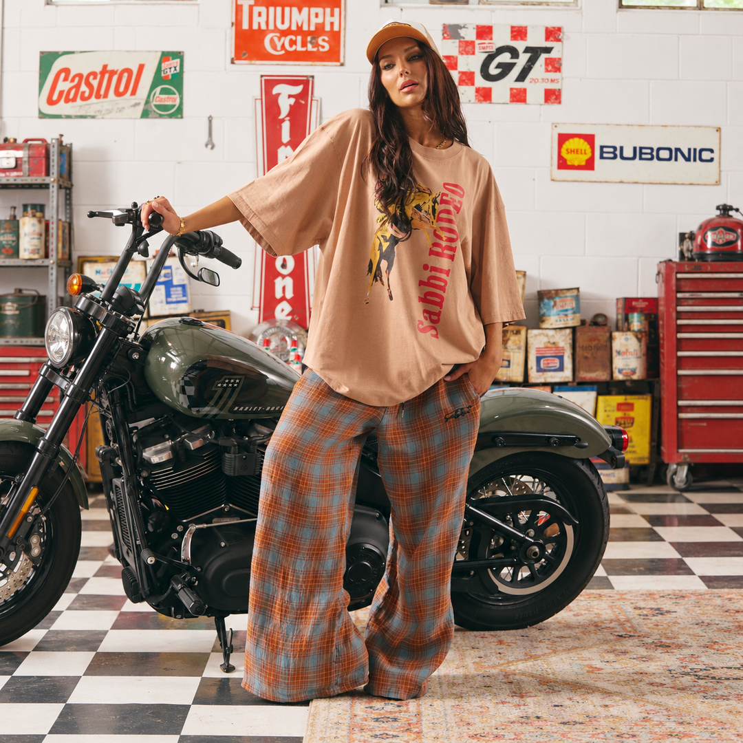 Mexicola Check Pant | Multi — full outfit