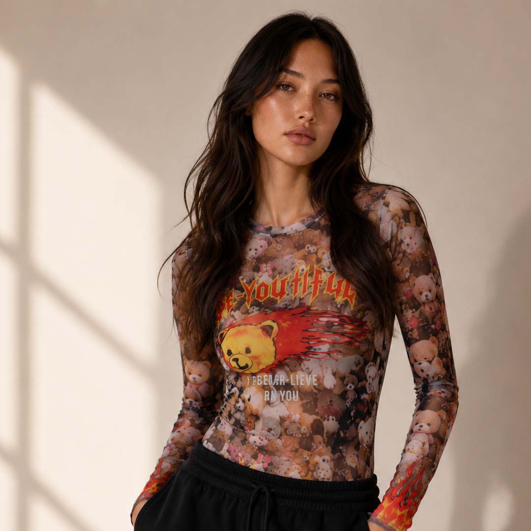 I Bear-lieve In You Mesh Top