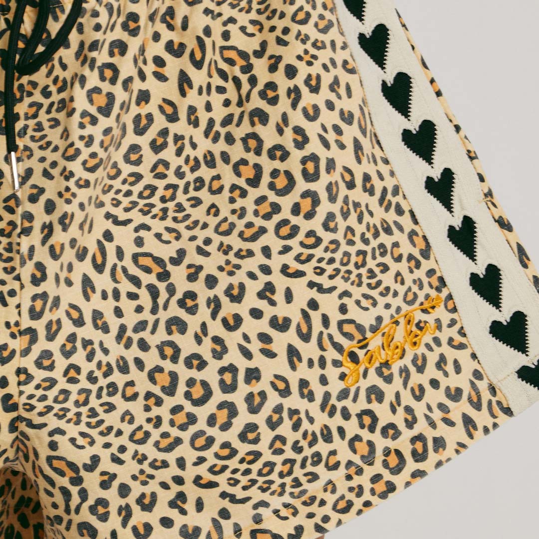 The Mini Raving Hearts Drill Shorts | Leopard