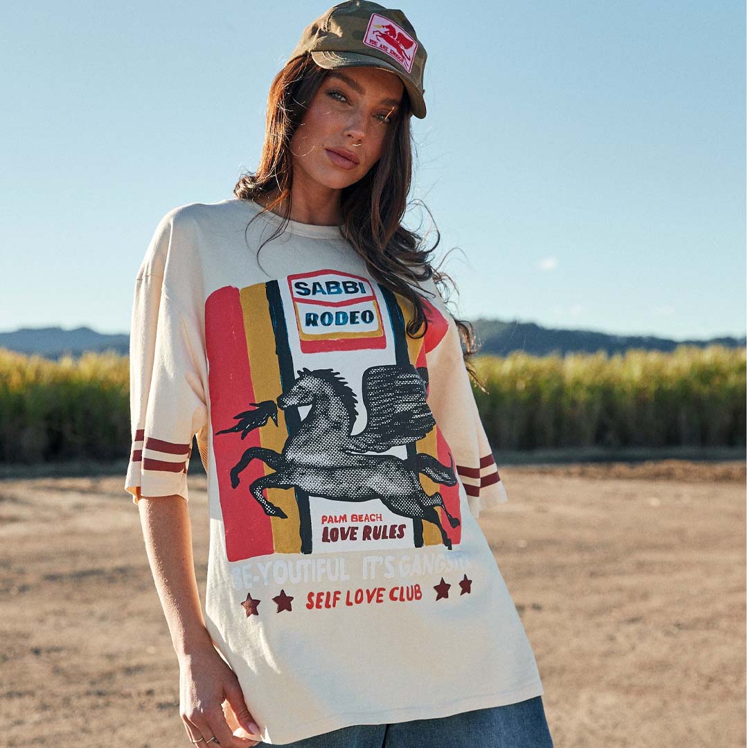 VERY OVERSIZED Rodeo Self Love Club Tee | Beige