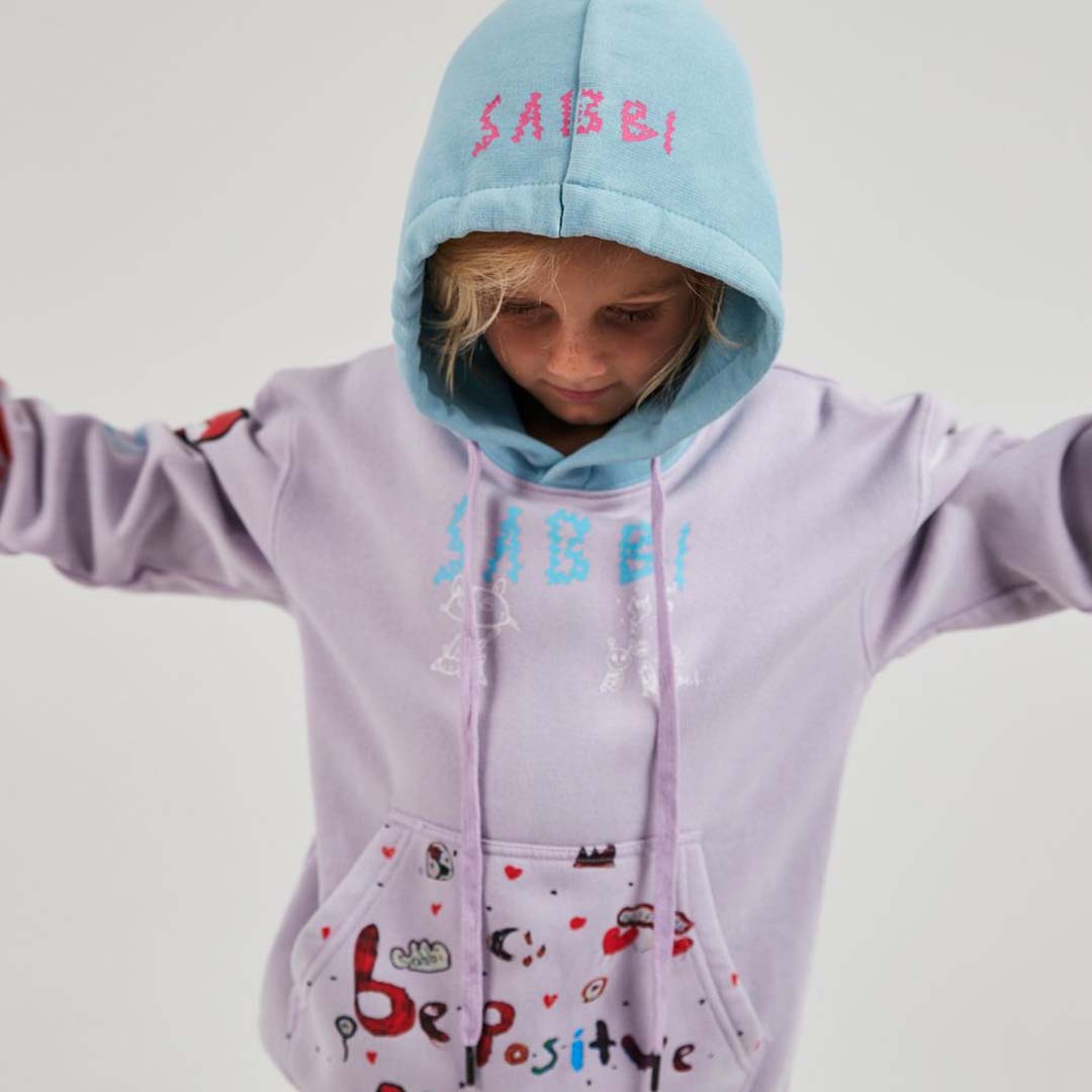 Be Positive kids Hoodie | Mauve Blue
