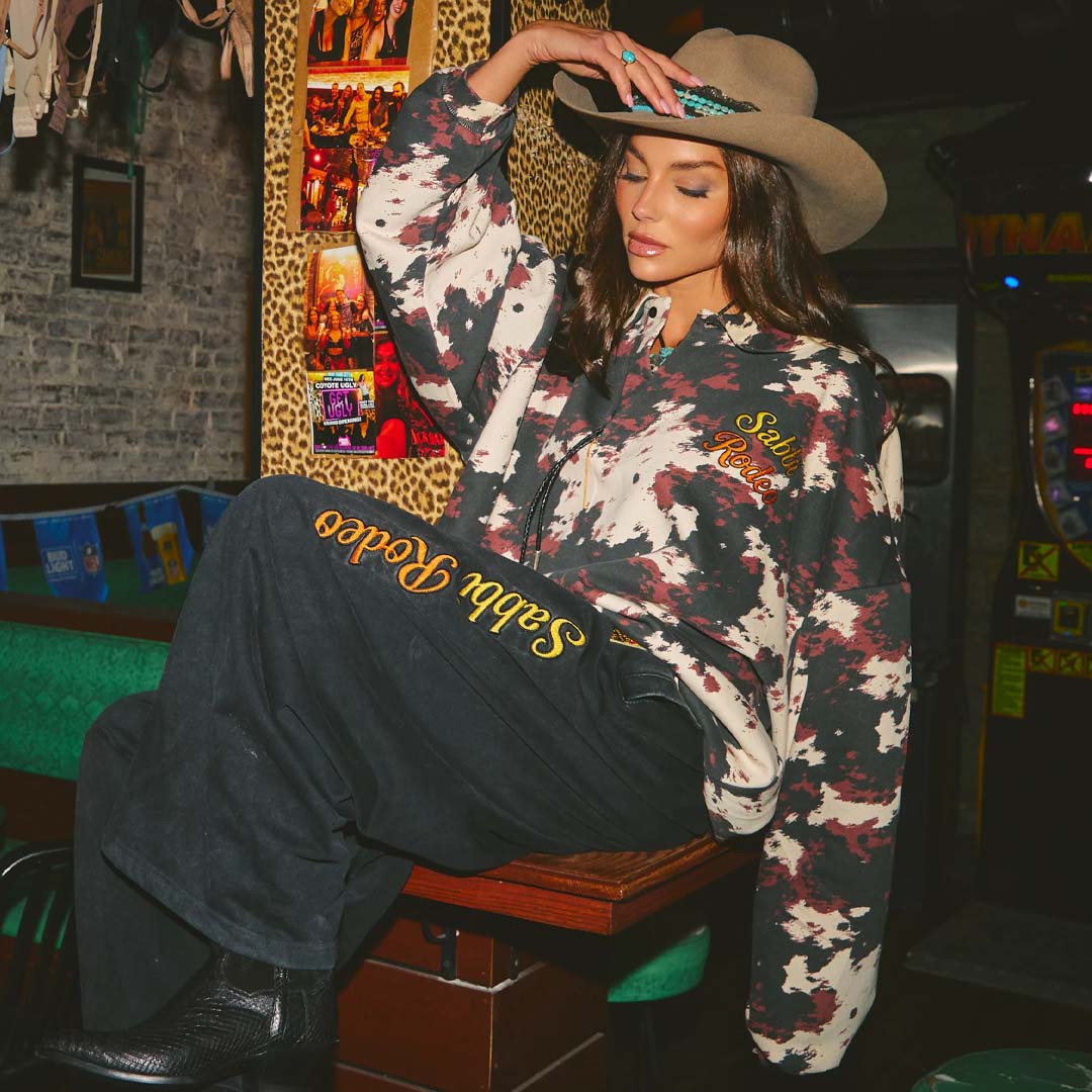 Cow Print Collared Sweater