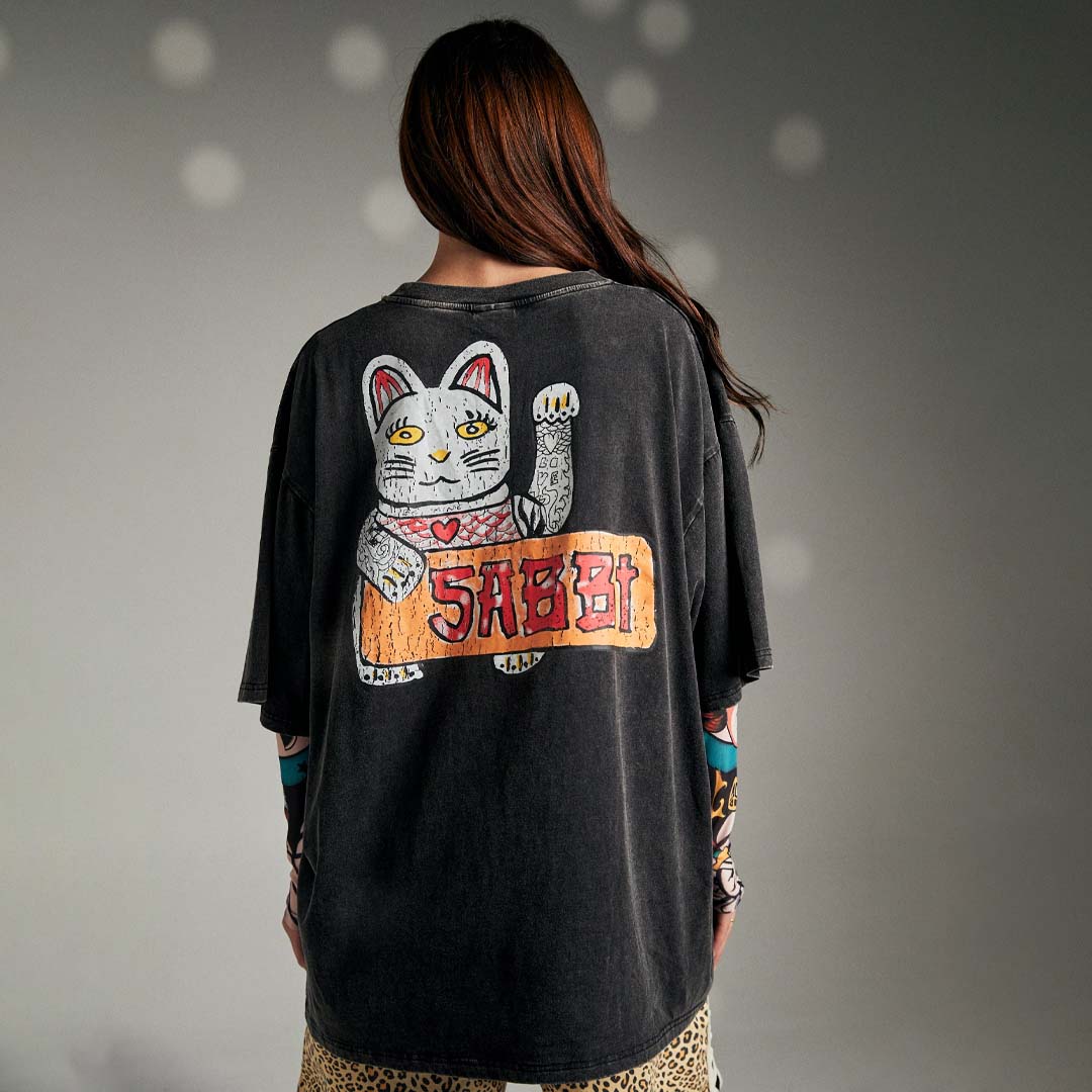 Very Oversized Champagne Tattoo Tee | Black