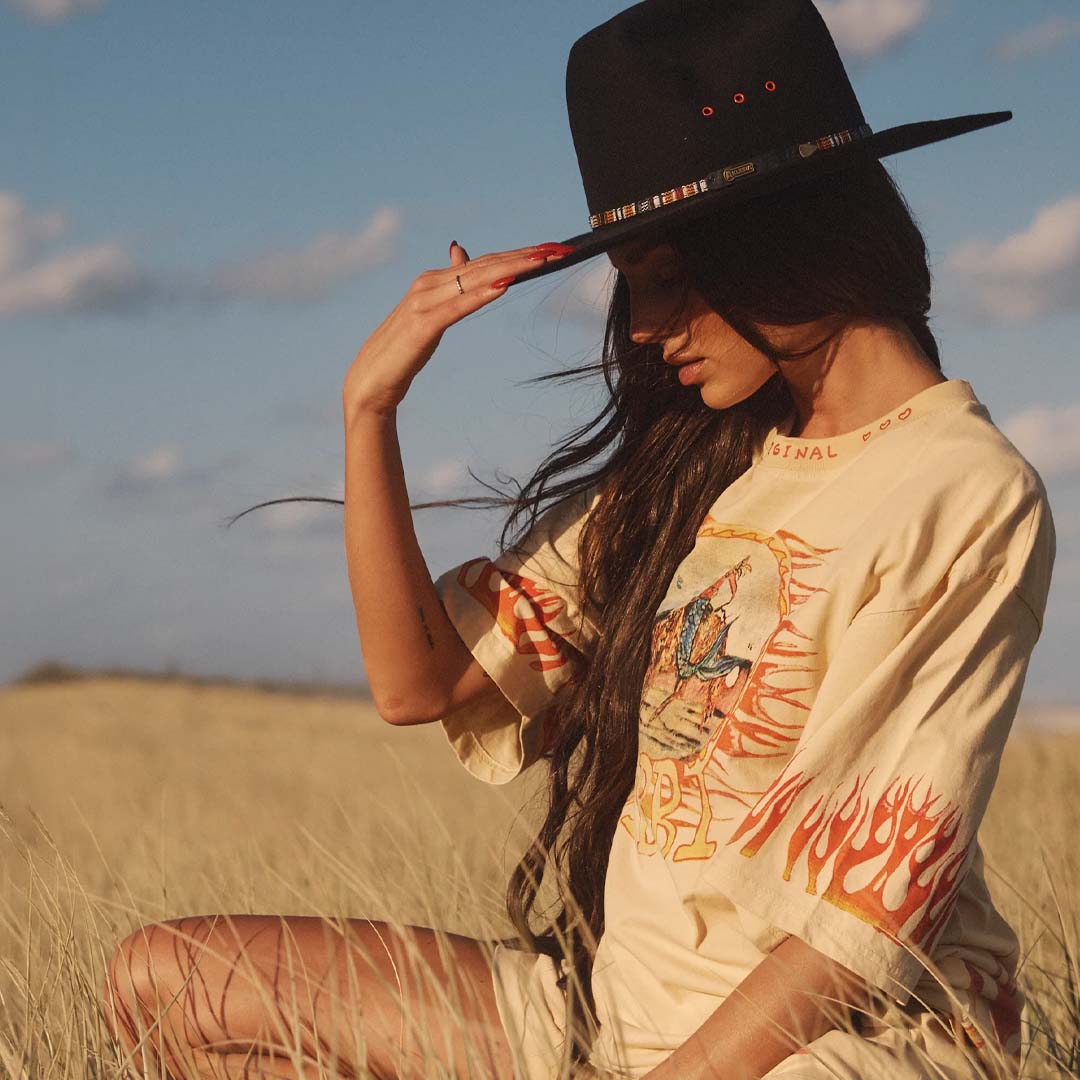 Very Oversized Flaming Cowboy Tee | Sand