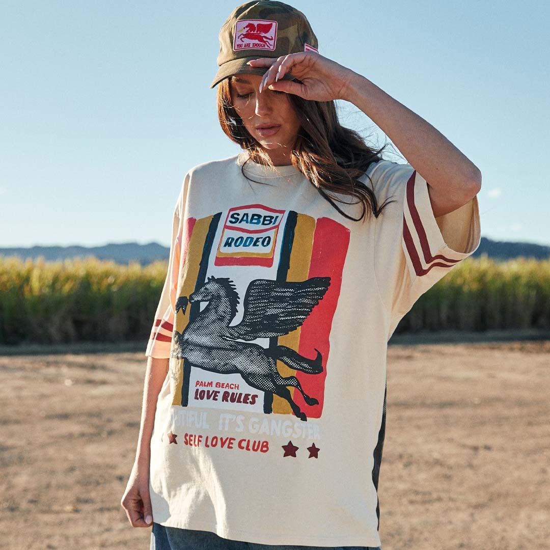 VERY OVERSIZED Rodeo Self Love Club Tee | Beige