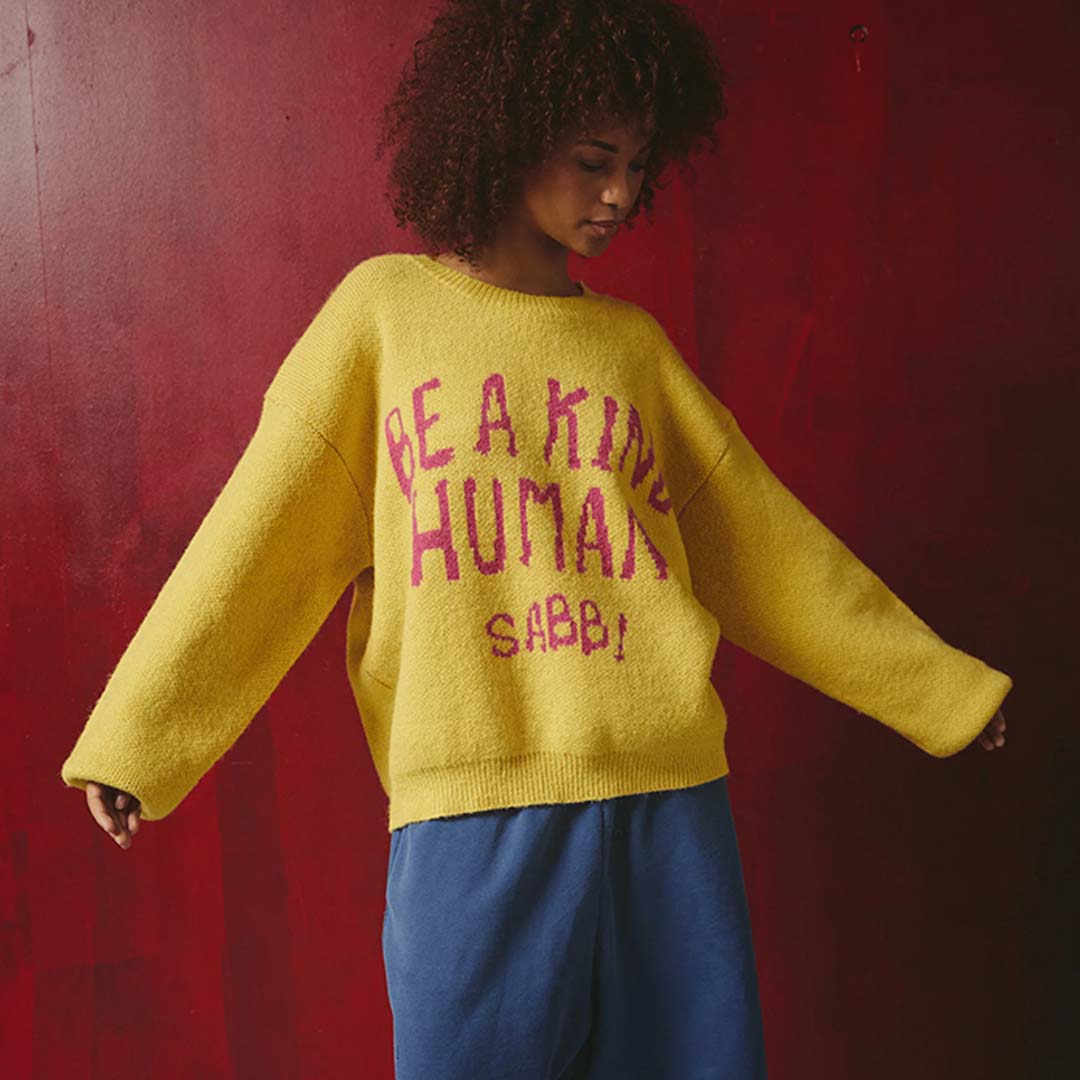 Be A Kind Human Knit Jumper | Yellow