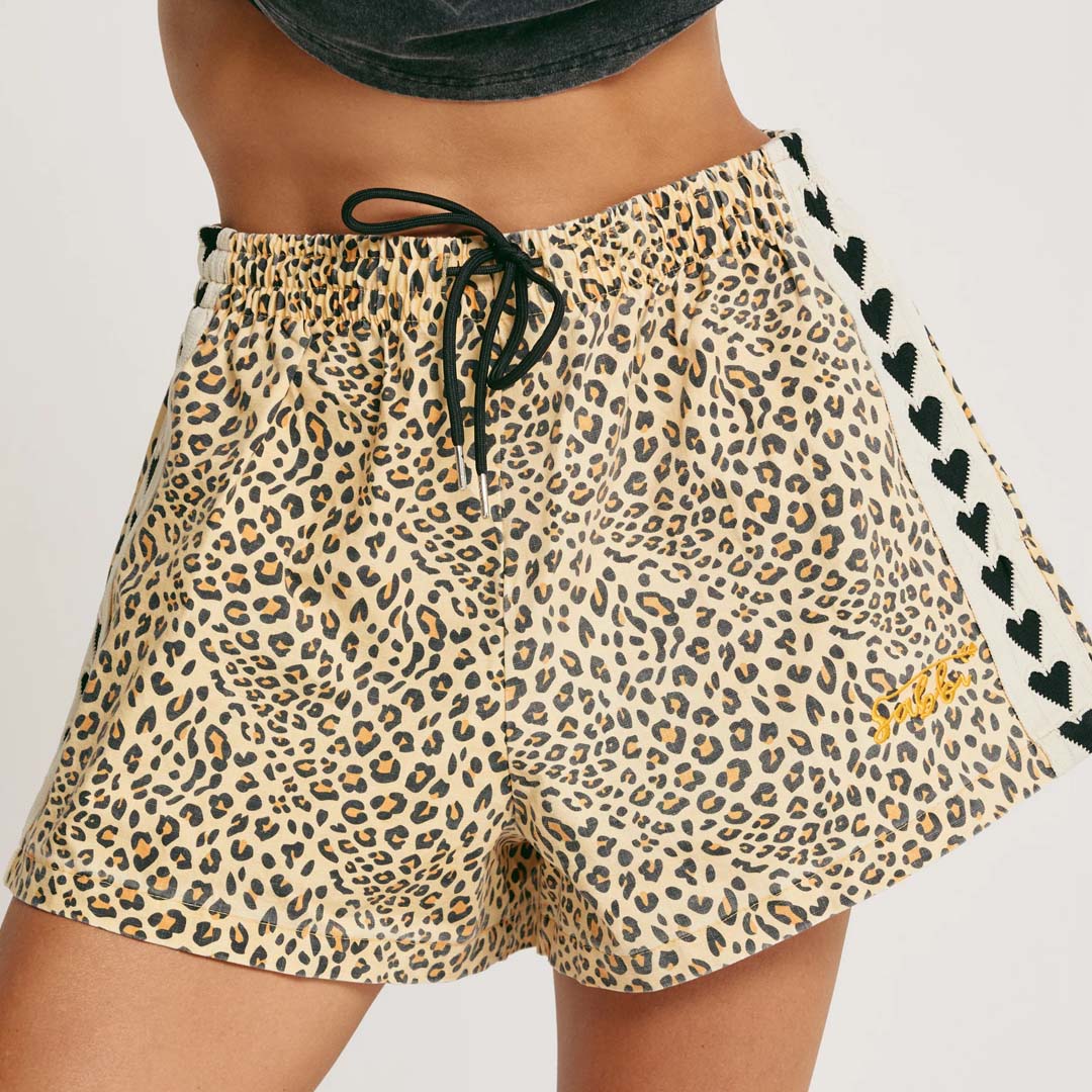 The Mini Raving Hearts Drill Shorts | Leopard