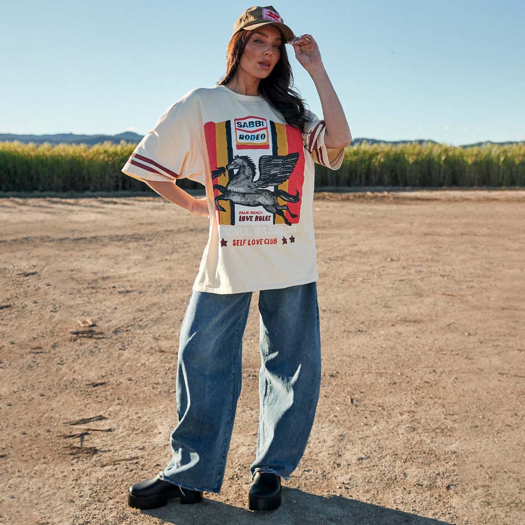 VERY OVERSIZED Rodeo Self Love Club Tee | Beige