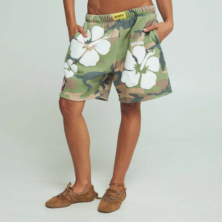 The Happy Hibiscus Shorts | Camo