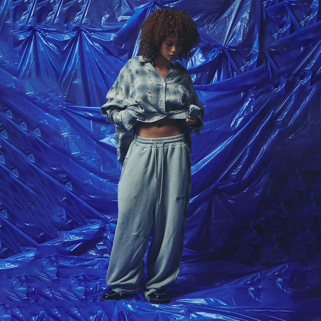 Check Mate Wide Leg Trackies | Blue