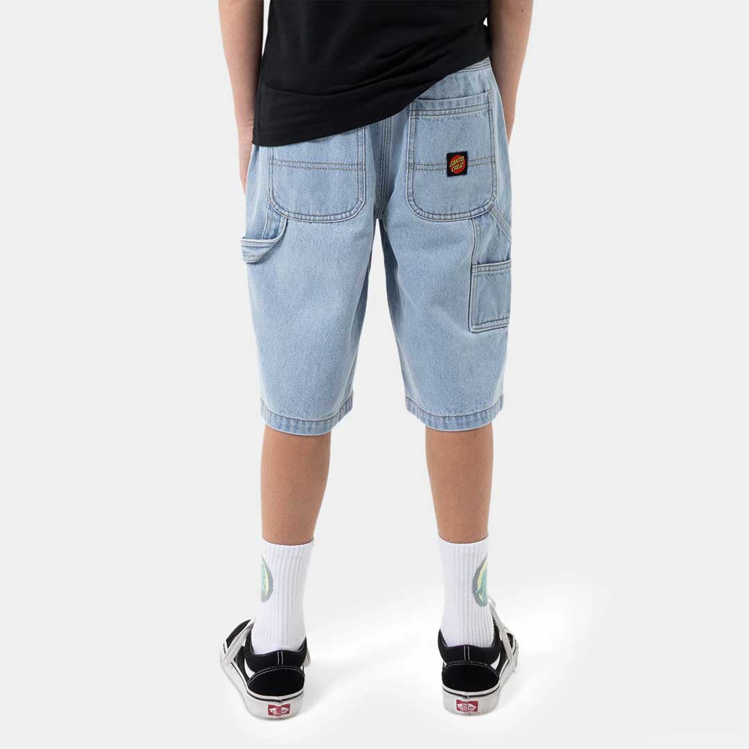 Classic Dot Boys Carpenter Jean Shorts | Light Washed Indigo