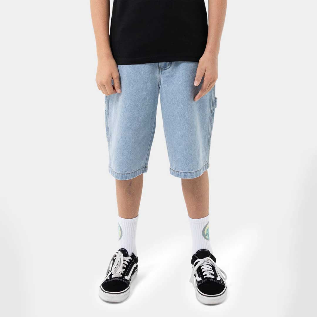 Classic Dot Boys Carpenter Jean Shorts | Light Washed Indigo