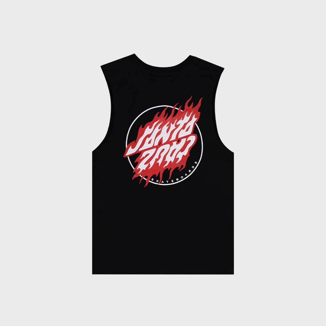 Flamed Dot Upside Down Muscle Tee | Black