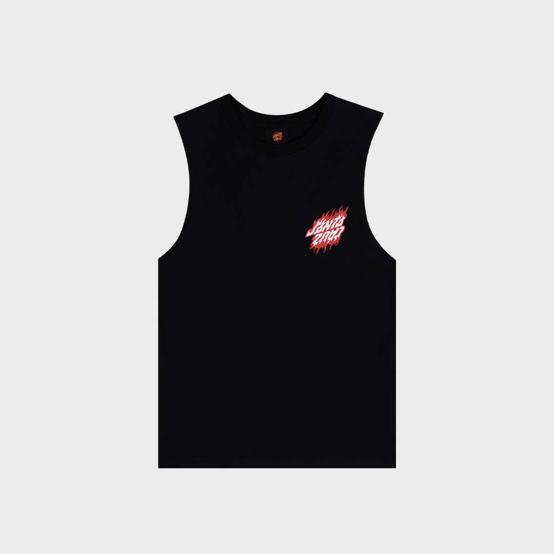 Flamed Dot Upside Down Muscle Tee | Black