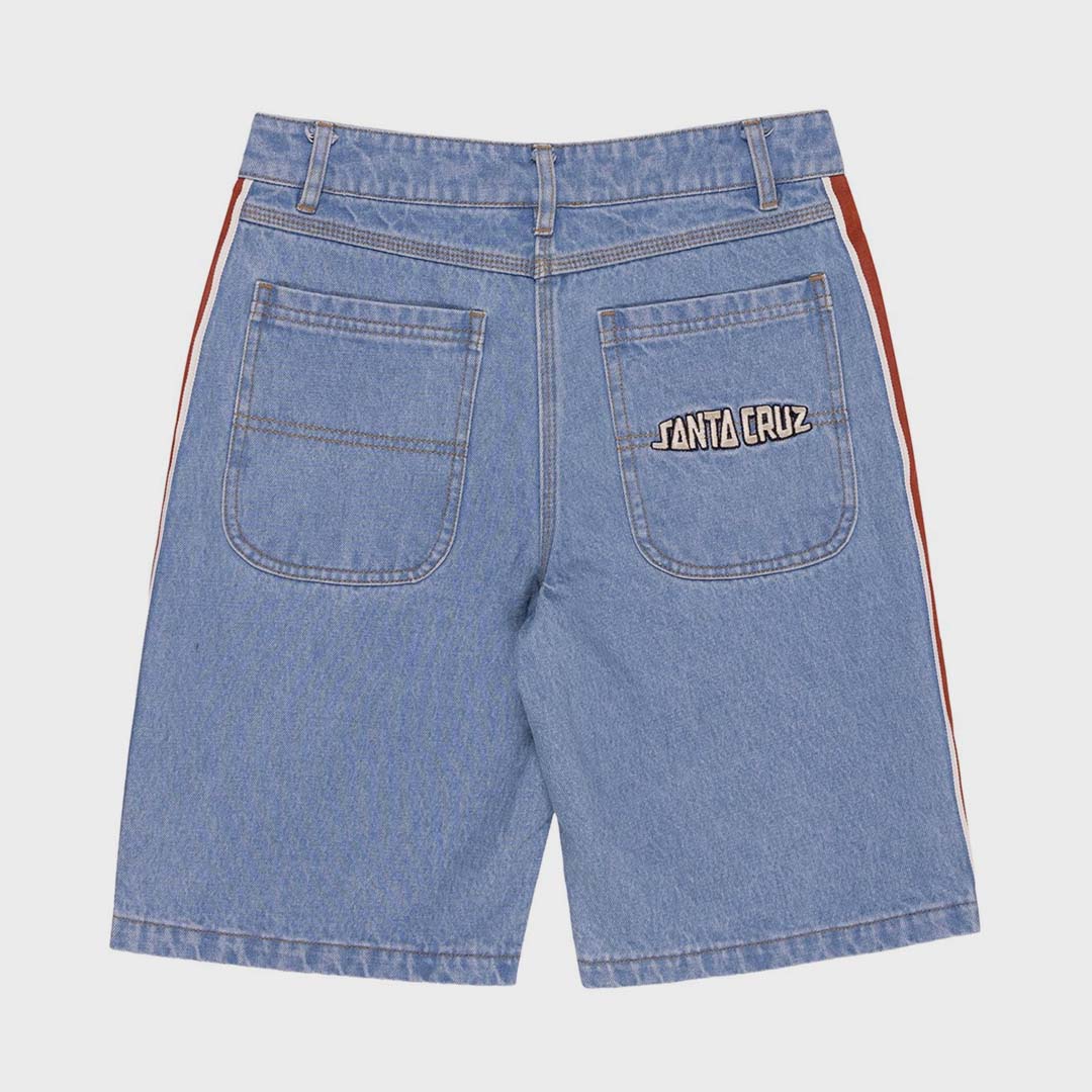 Fisheye Strip Jean Short | Mid Blue