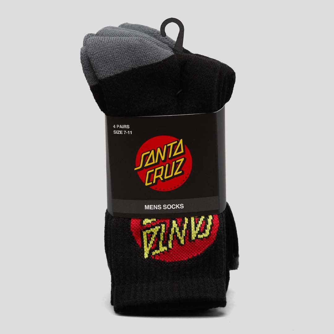 Classic Dot Crew Sock 4 Pack | Black