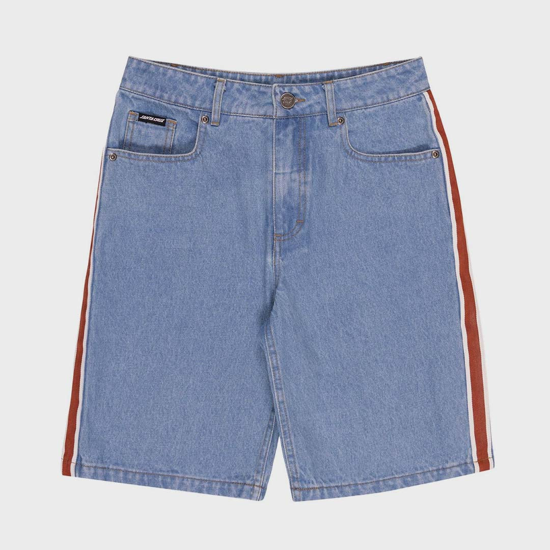 Fisheye Strip Jean Short | Mid Blue