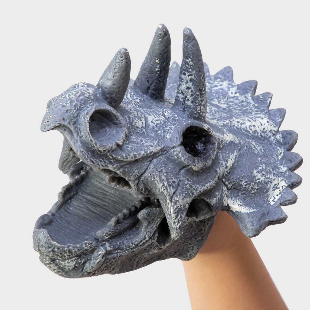 DINO SKULL HAND PUPPET | TRICERATOPS