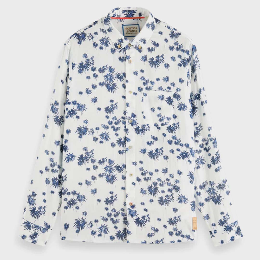 BONDED REGULAR-FIT LONG SLEEVED SHIRT | WHITE FIREWORKS