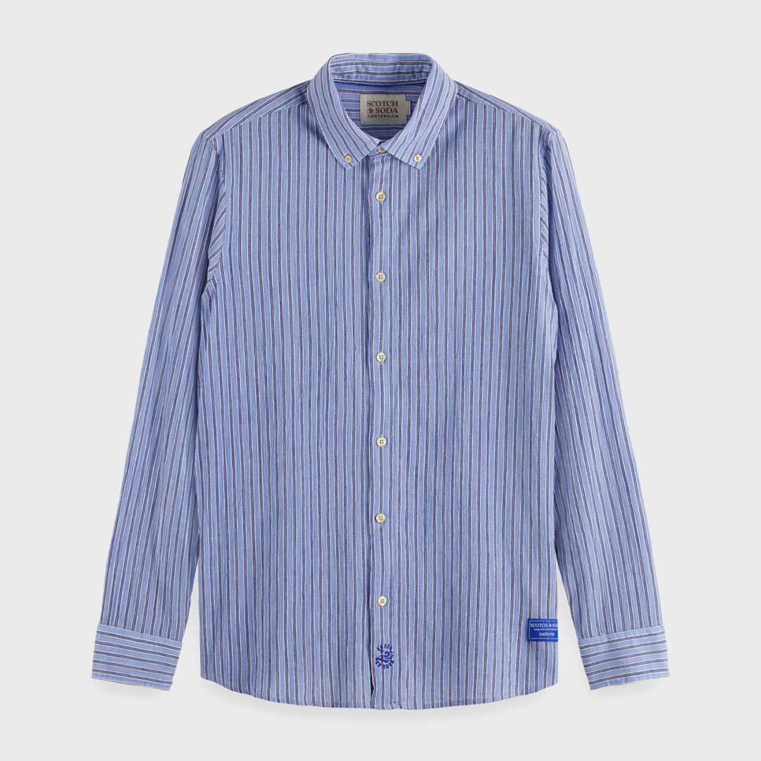 CRINKLE STRIPE SHIRT | BLUE STRIPE