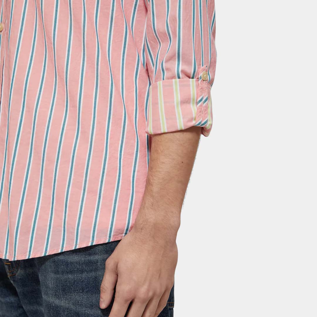 DOBBY STRIPE SHIRT| CORAL STRIPE