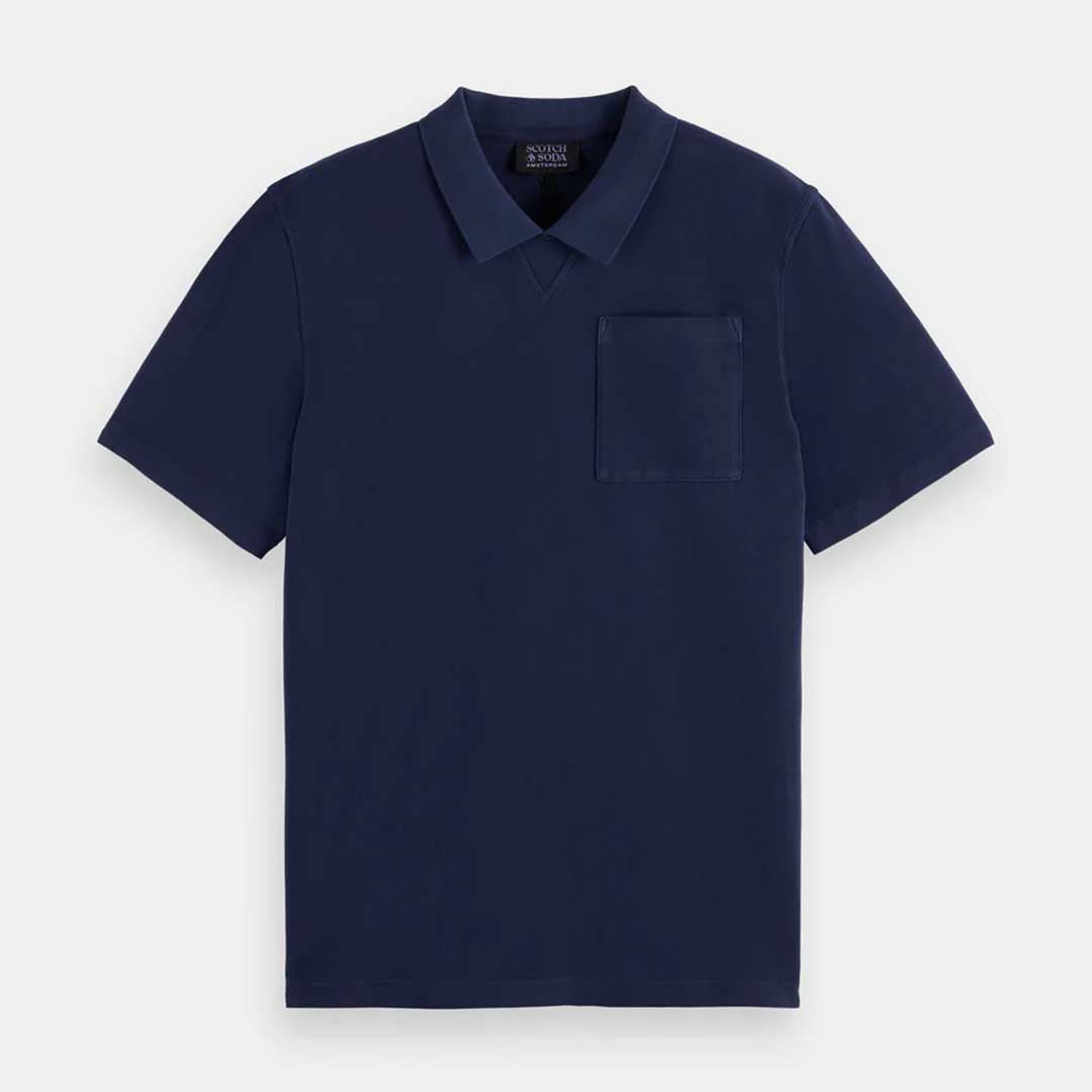 Pique Chest Pocket Polo | Navy