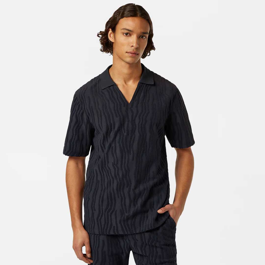 Jacquard Terry Polo | Washed Black