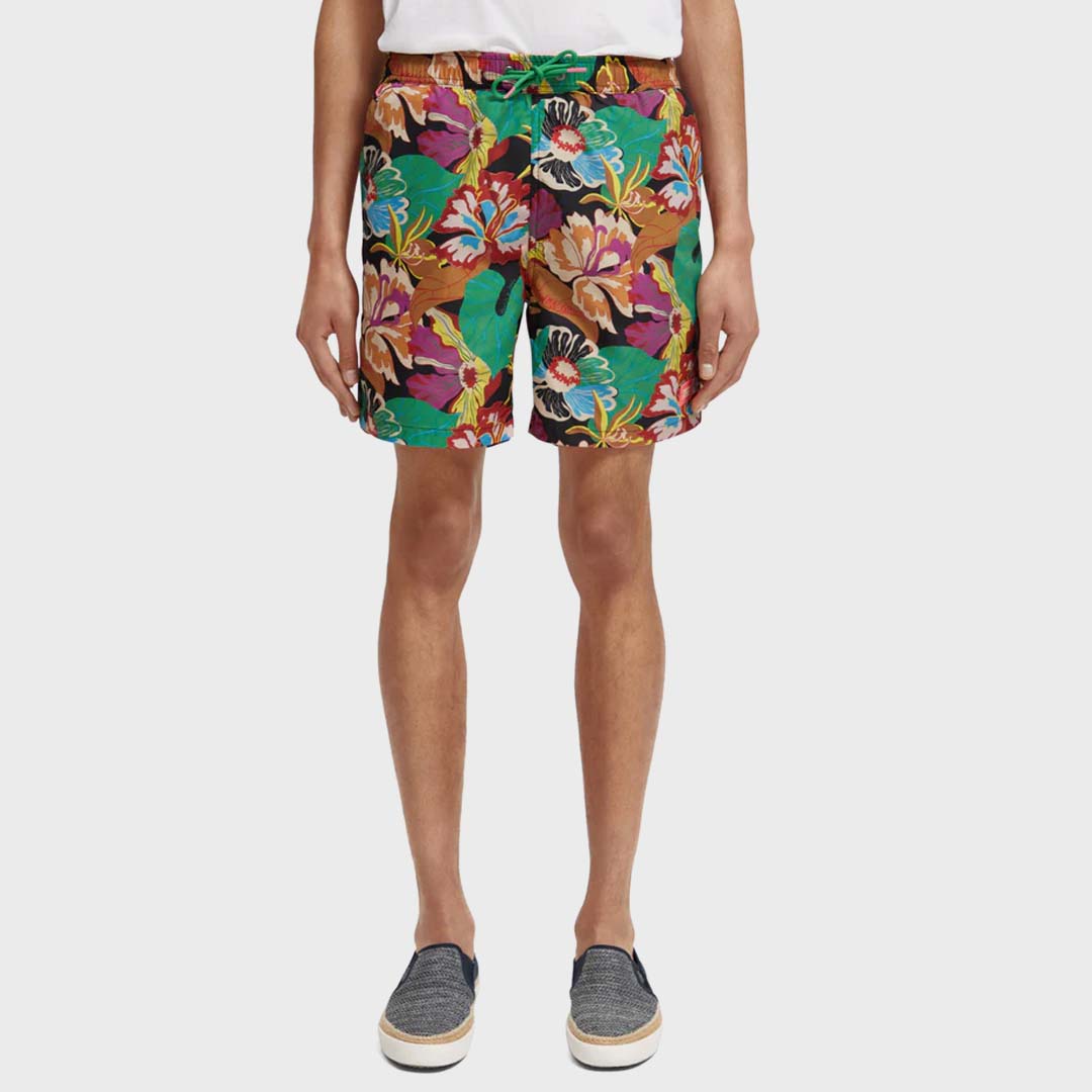 MID-LENGTH PRINTED SWIMSHORTS | BLACK FLORAL