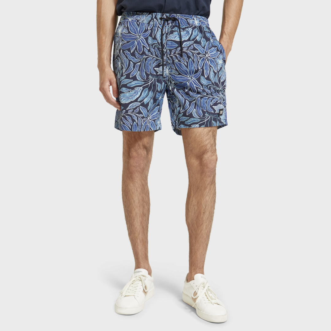 MID-LENGTH PRINTED SWIMSHORTS | NOCTURNAL FLORAL BLUE