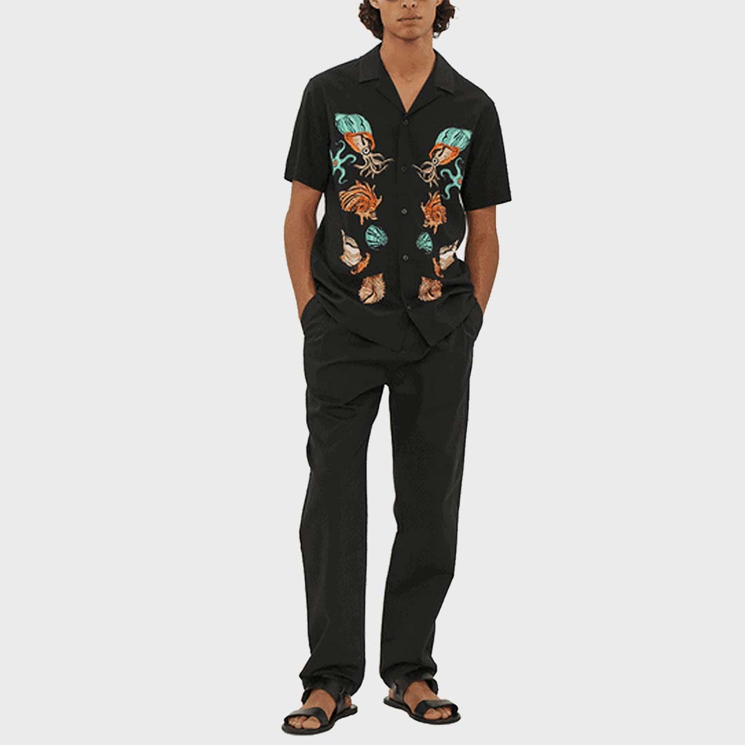 PRINTED SEALIFE SHIRT | BLACK