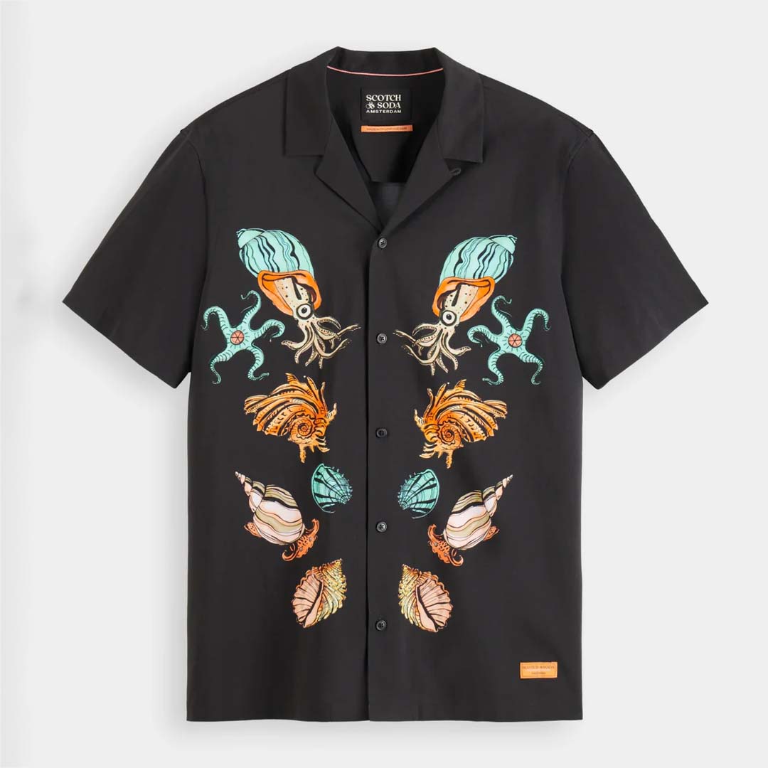 PRINTED SEALIFE SHIRT | BLACK