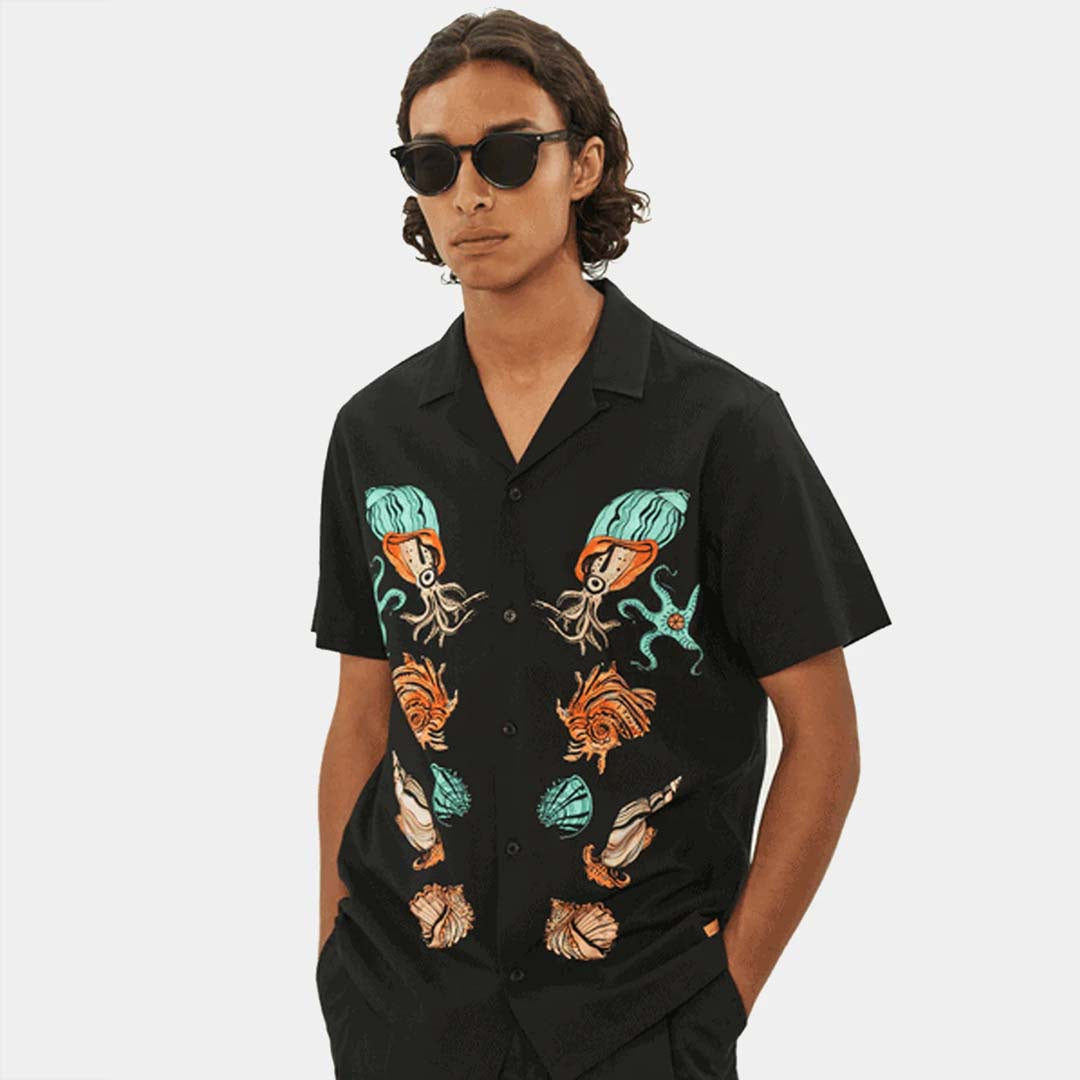 PRINTED SEALIFE SHIRT | BLACK