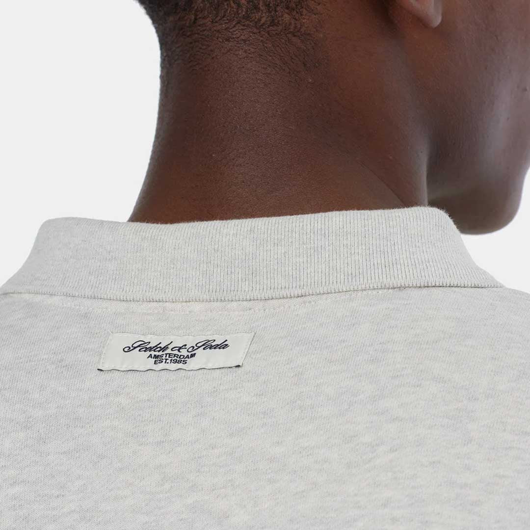Relaxed Polo Sweatshirt | Light Grey Melange