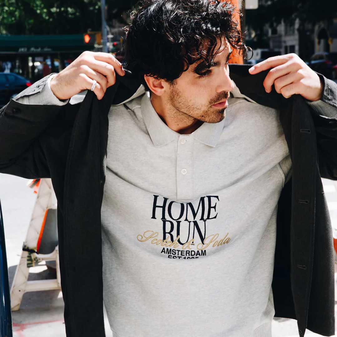 Relaxed Polo Sweatshirt | Light Grey Melange