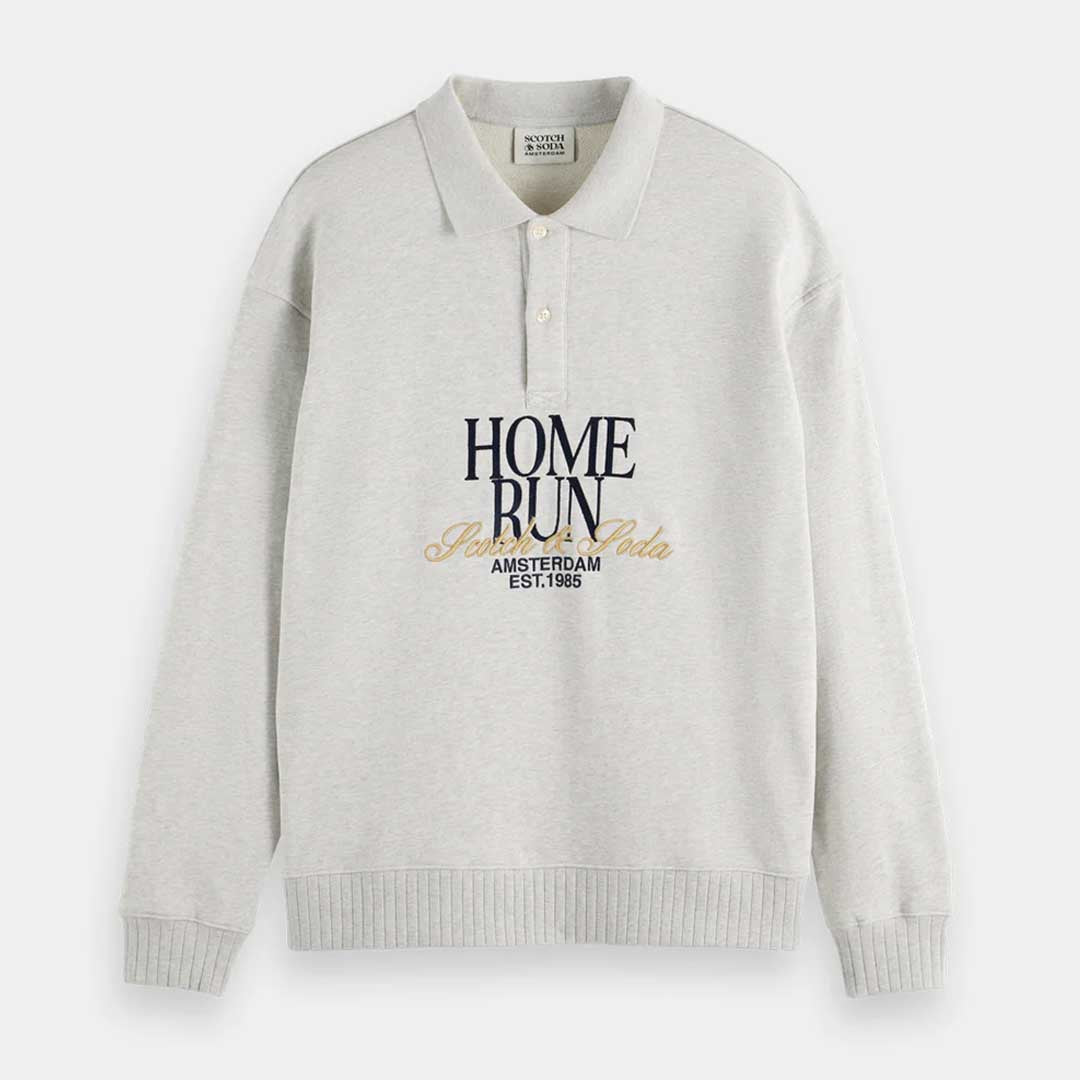 Relaxed Polo Sweatshirt | Light Grey Melange