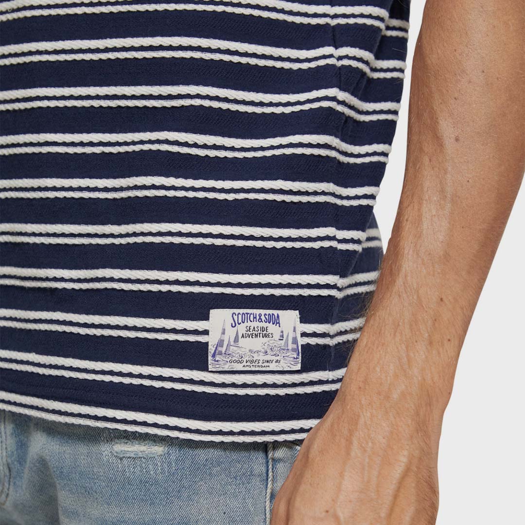 STRIPE POCKET T-SHIRT | NAVY BLUE/ WHITE