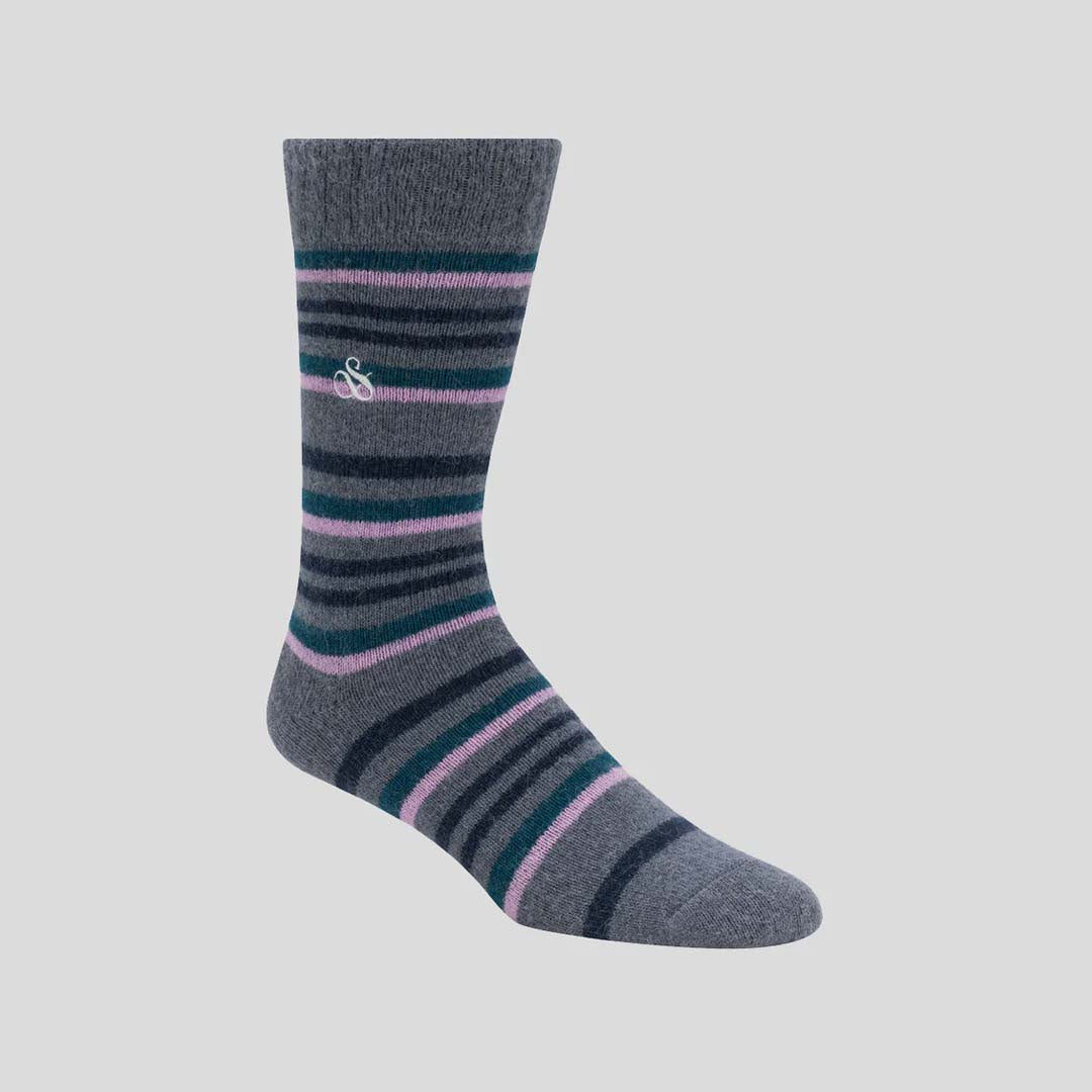 STRIPED CREW SOCKS | MEDIUM GREY