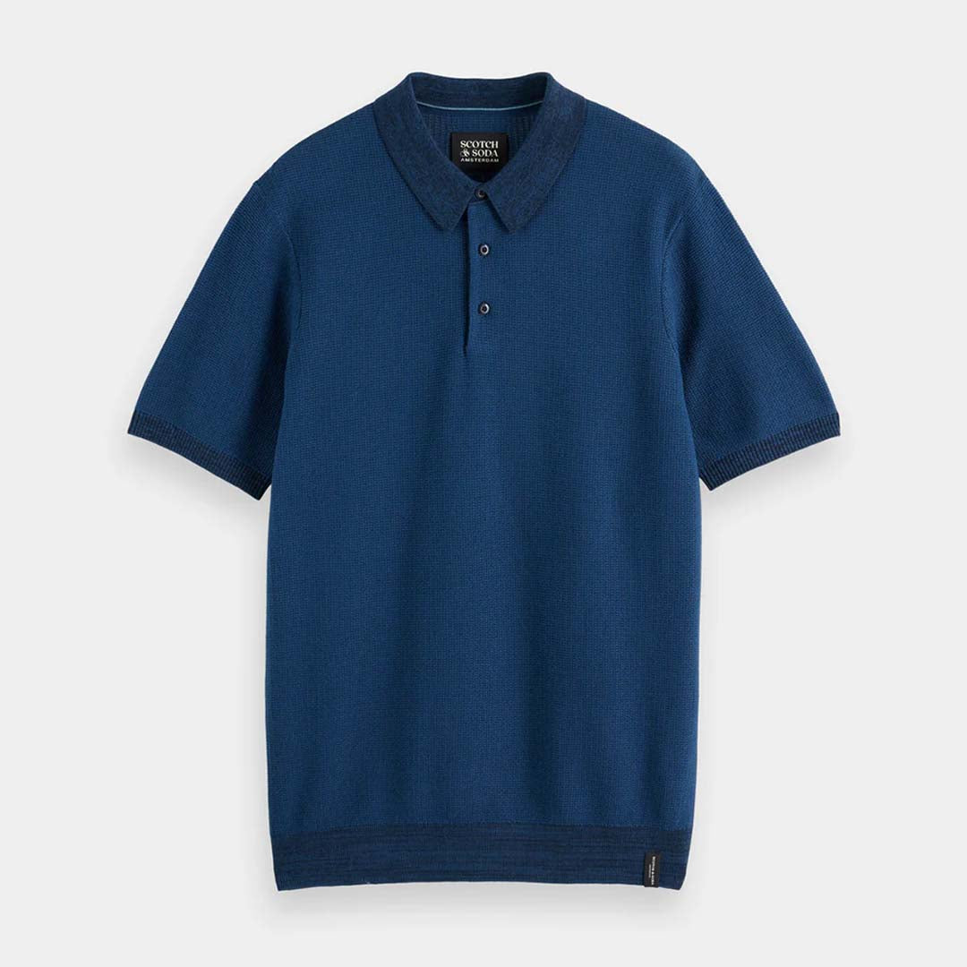 STRUCTURED KNITTED POLO | HERITAGE BLUE