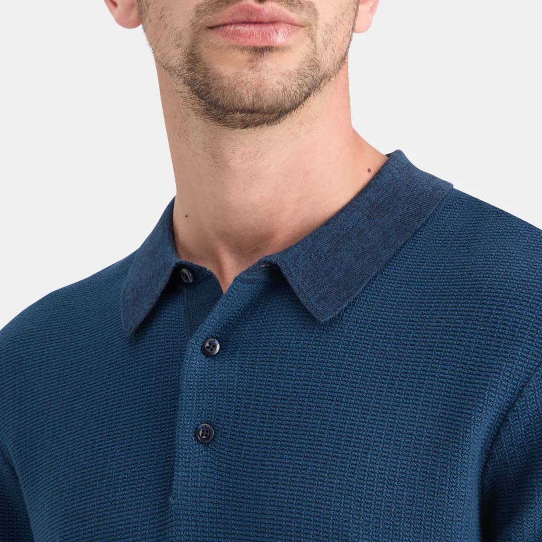 STRUCTURED KNITTED POLO | HERITAGE BLUE