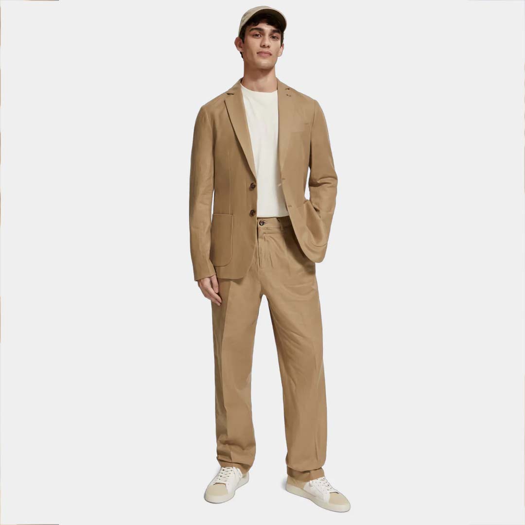 UNCONSTRUCTED SINGLE-BREASTED TWILL BLAZER | SEASTONE